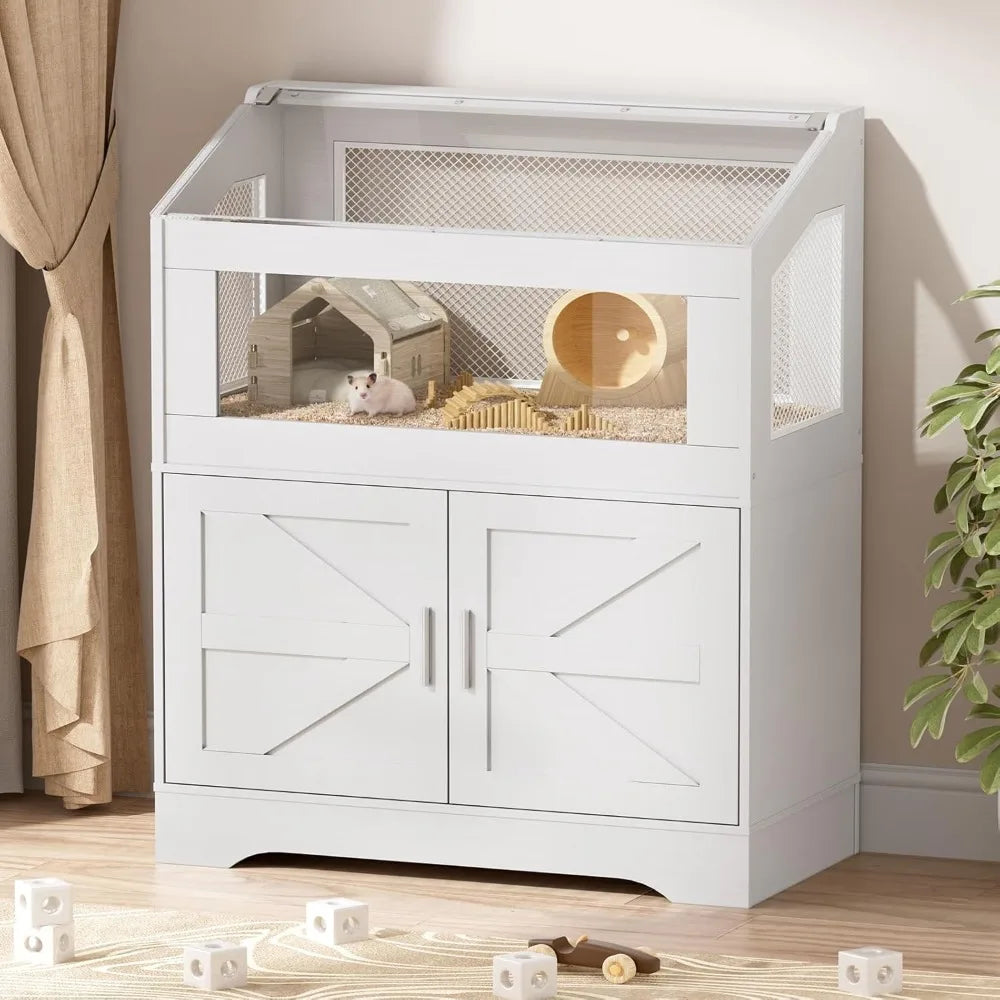 Hamster Cage with Storage Cabinet for Small Animals