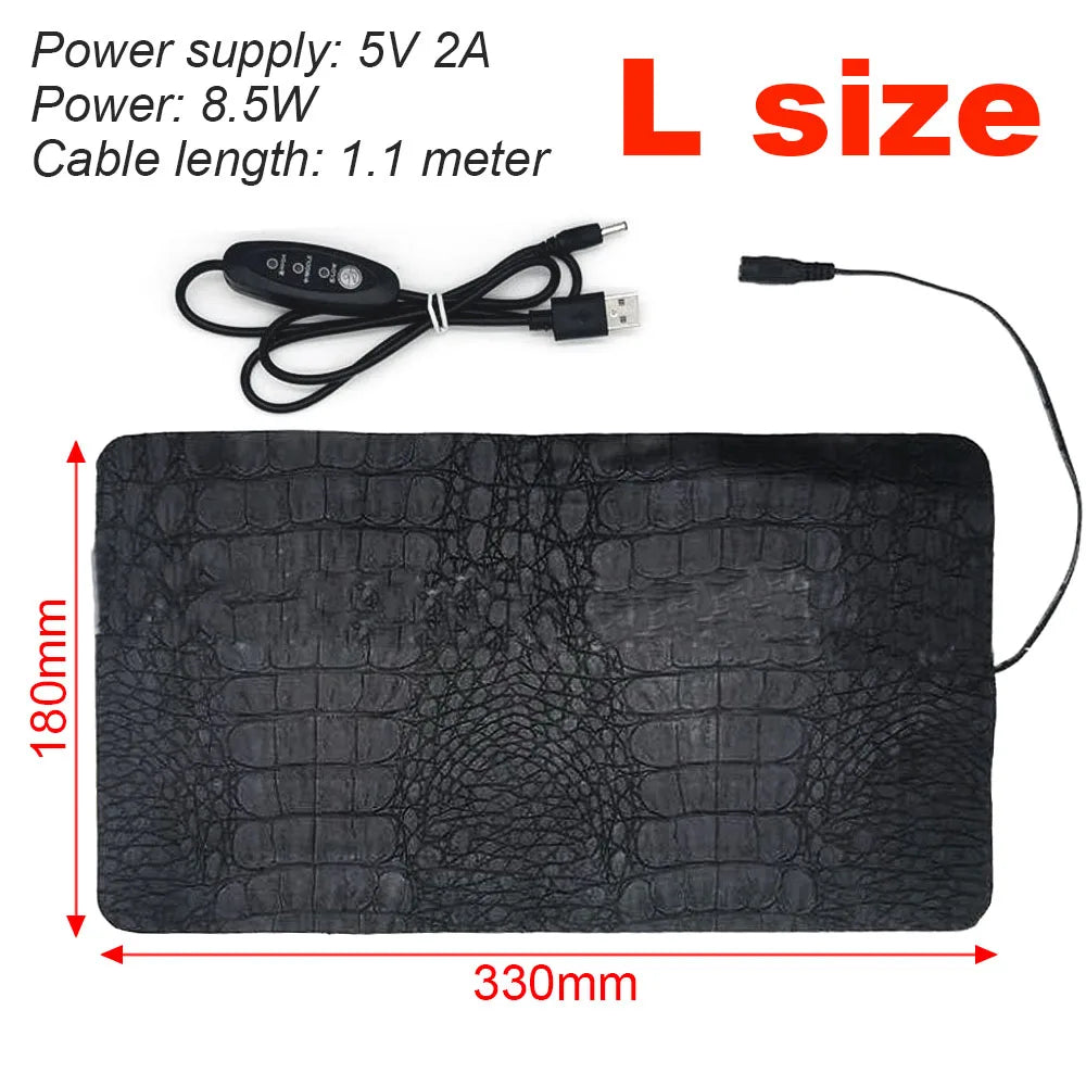 Pet Heating Pad Reptile Warm Heater USB Electric Blanket