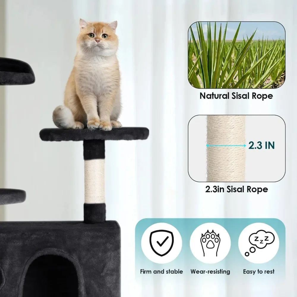 53 Inches Cat Tower for Indoor Cats with Funny Toys