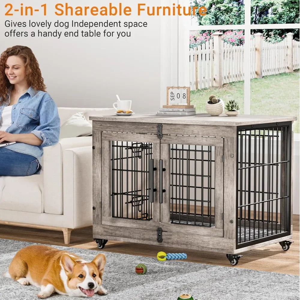 Dog Crate Furniture for Medium Dogs, Kennel Indoor Table