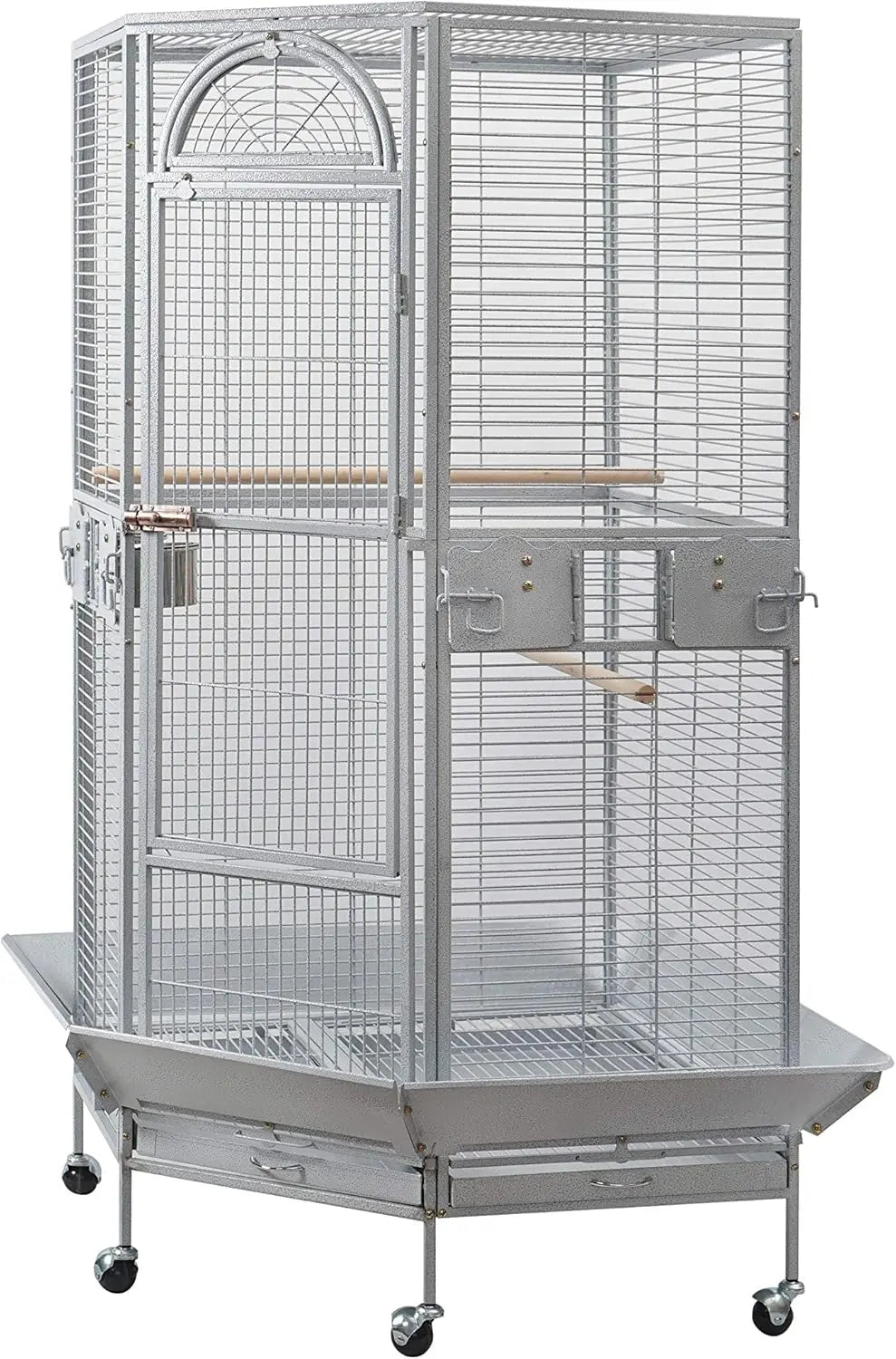 Corner Bird Cage for Cockatiel Parakeet Black and White