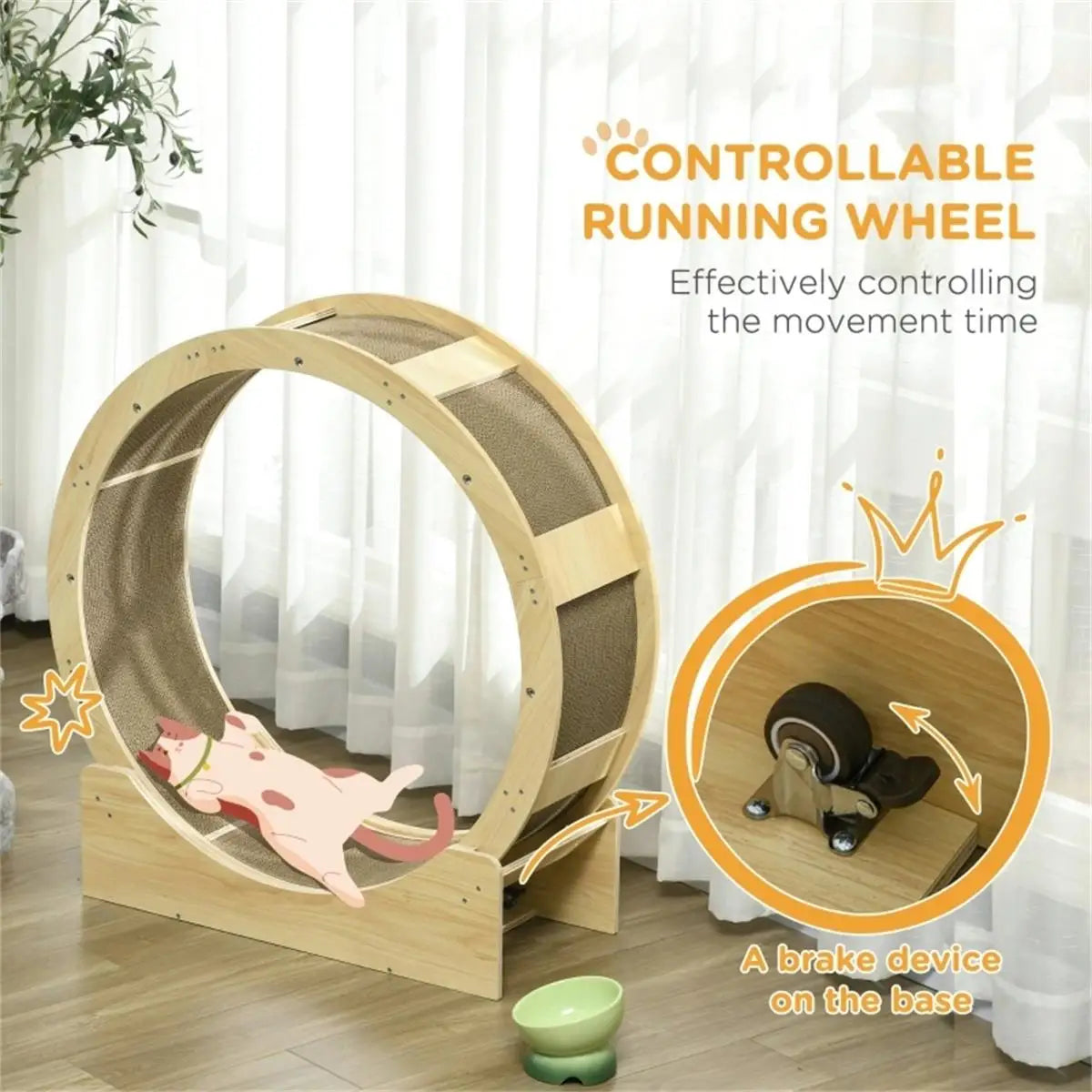 Cat Running Wheel & Scratching Board - Fun Exercise Toy for Cats
