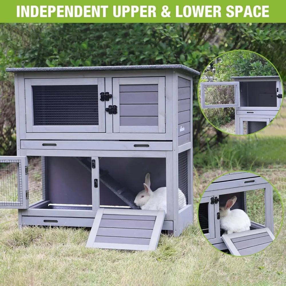 Rabbit Hutch Bunny Cage, Guinea Pig Cage Indoor Wood Cage