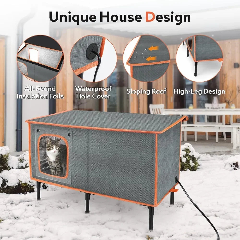 Heated Cat House for Outside in Winter Weatherproof Outdoor