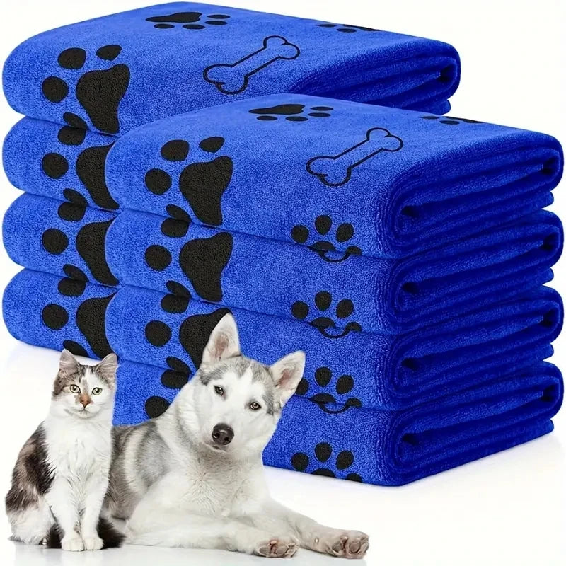 2pcs Soft Microfiber Dog Towels Quick Dry Absorbent Pet Bath