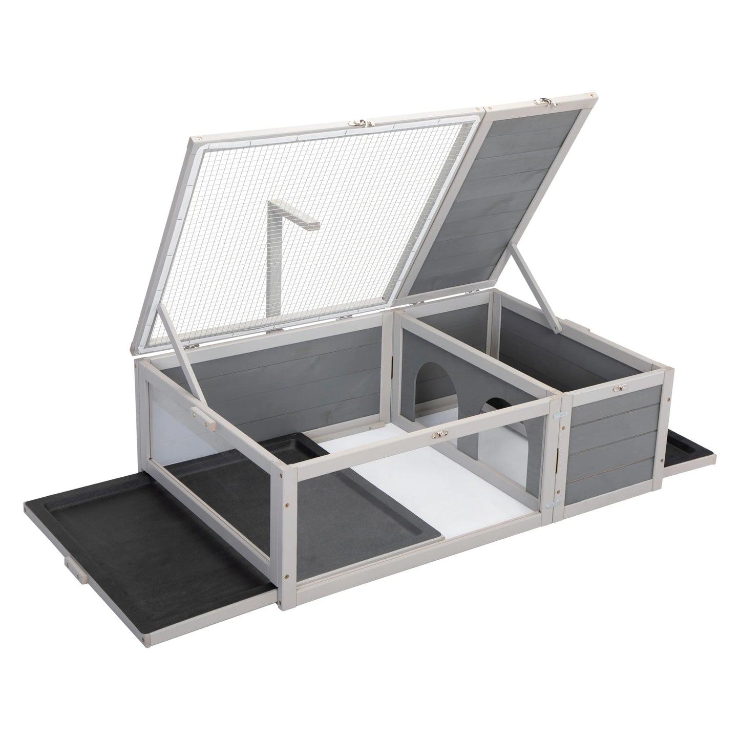 Tortoise House Wooden Turtle Habitat with Removable Top Gray