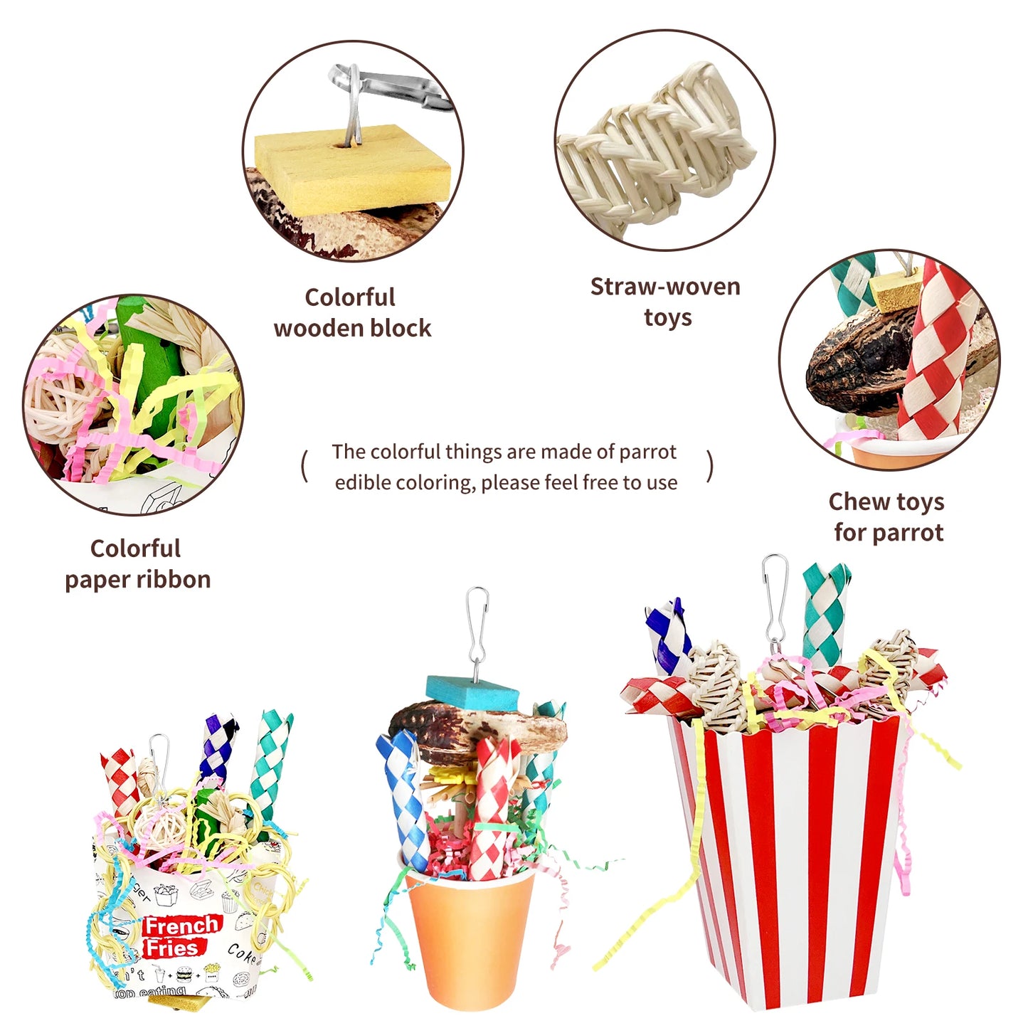 Bird Toys, 3PCS Bird Shredding Toys for Parrot Cage