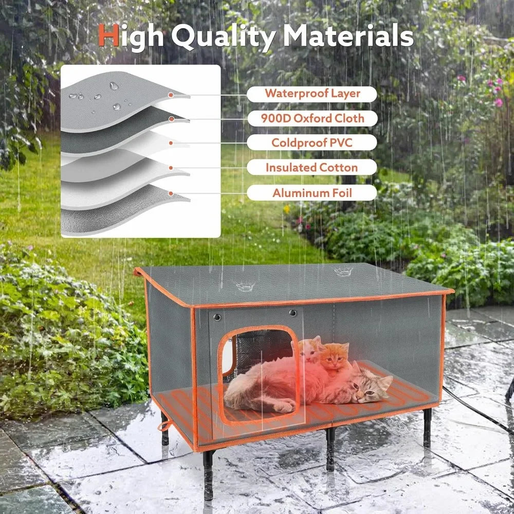 Heated Cat House for Outside in Winter Weatherproof Outdoor