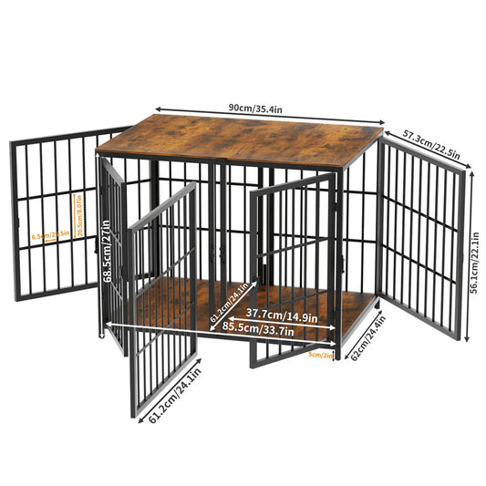 1Pcs Ultra Thicken Dog Crate Cage with 4 Doors and Divider