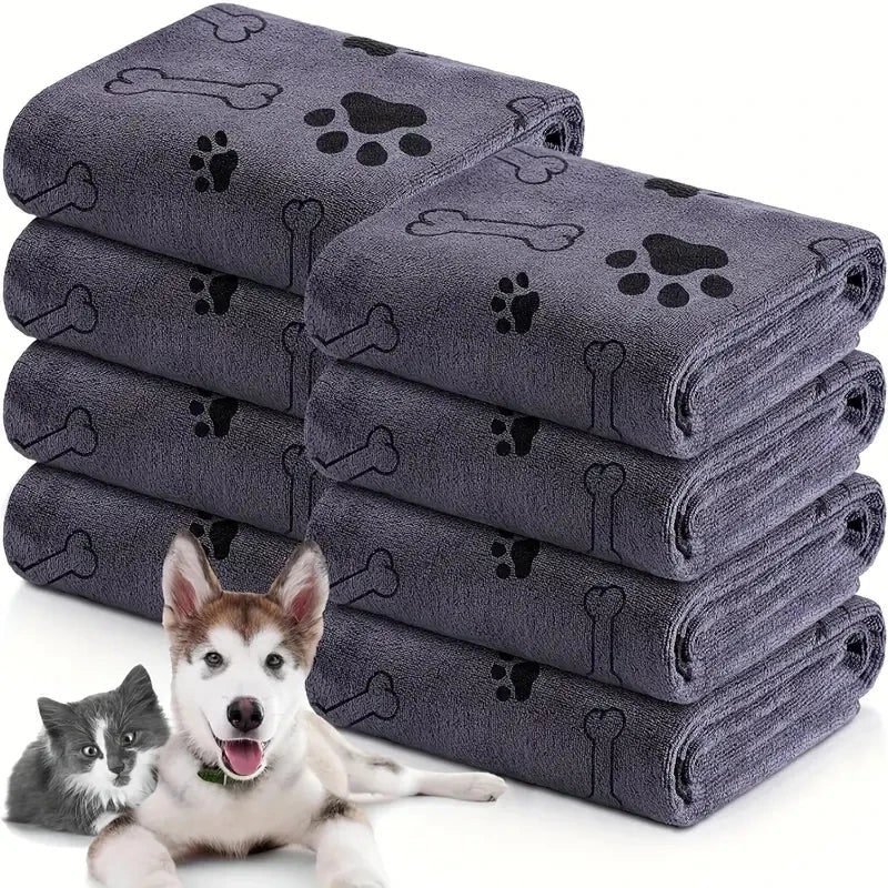 2pcs Soft Microfiber Dog Towels Quick Dry Absorbent Pet Bath