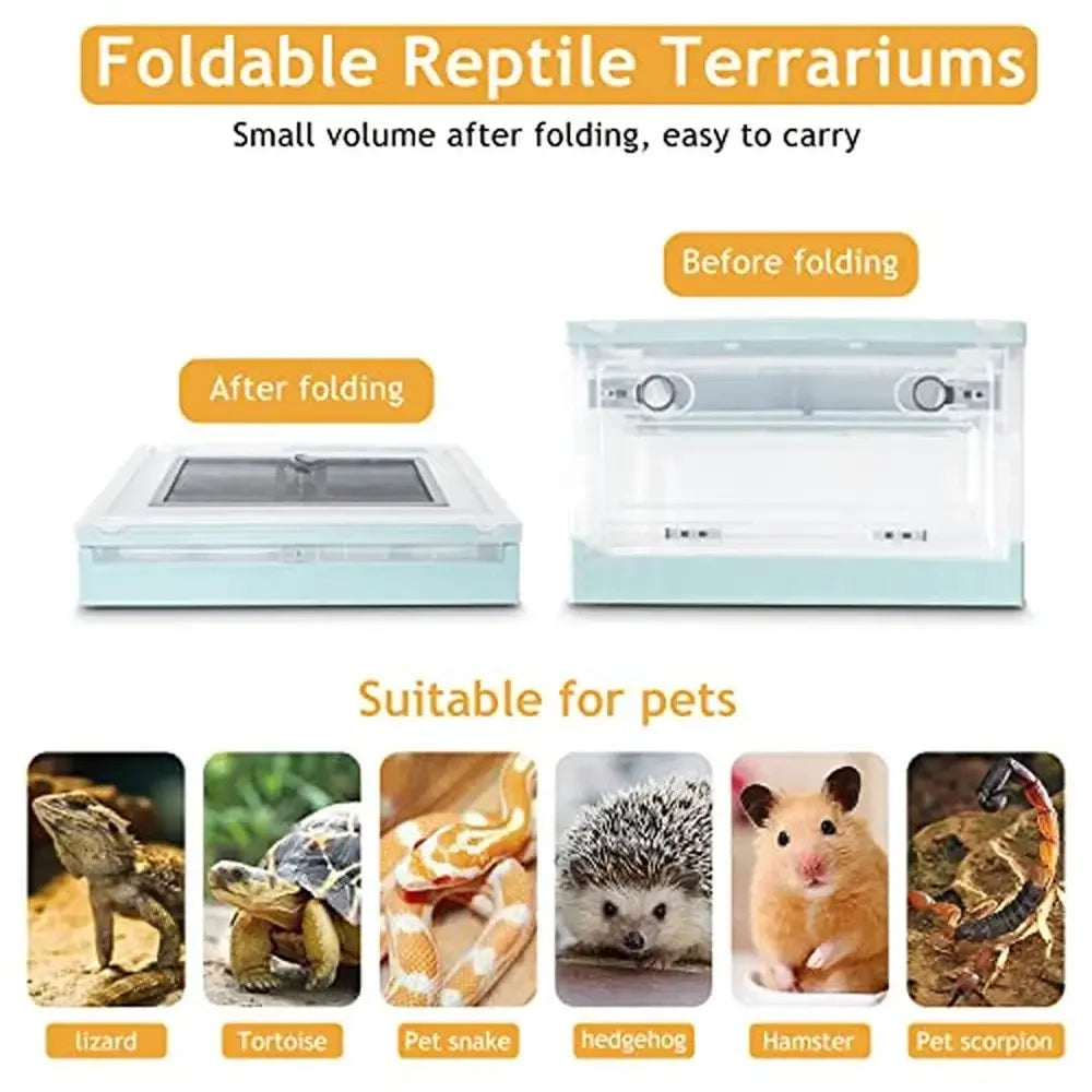 Foldable Terrarium Kit Reptiles with Wheels Easy to Move