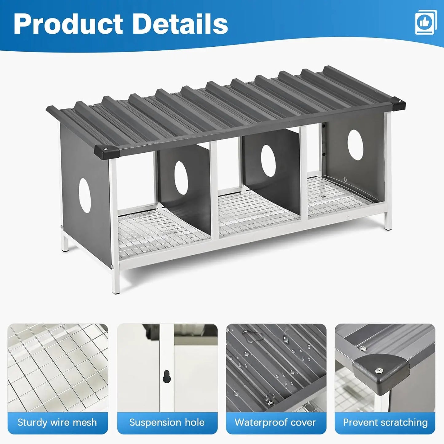 3 Compartments Nesting Box for Hens Metal Egg Laying Box