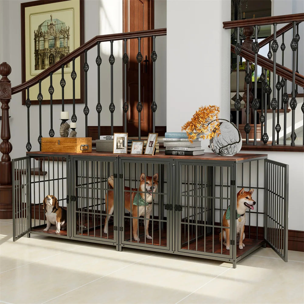 1Pcs Ultra Thicken Dog Crate Cage with 4 Doors and Divider