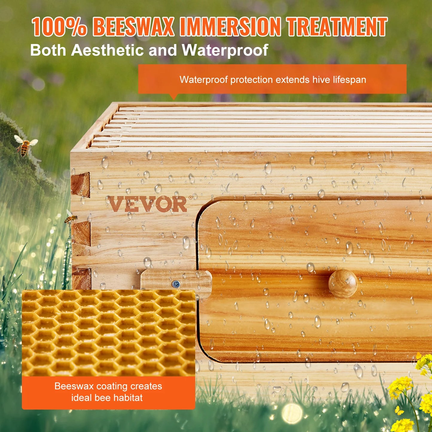 VEVOR Bee Hive Medium Box Starter Kit Natural Cedar Wood