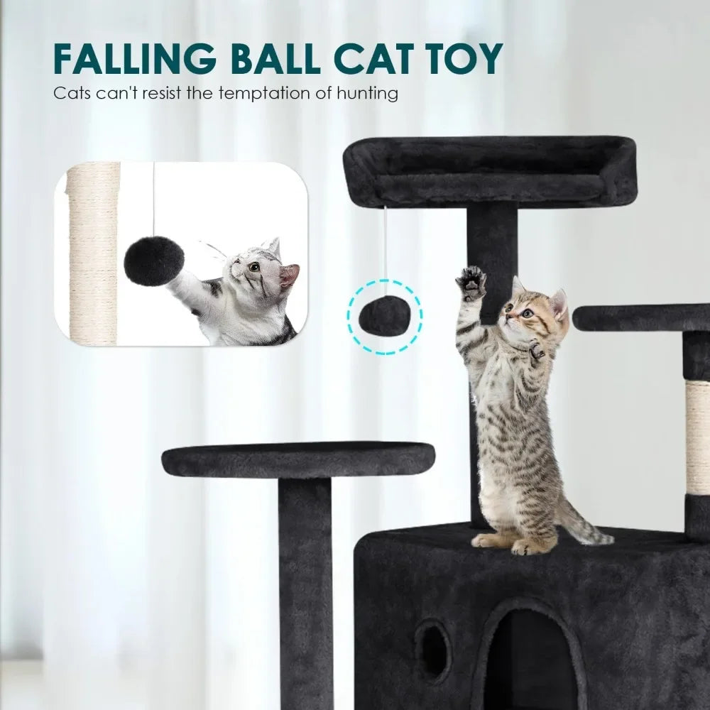 53 Inches Cat Tower for Indoor Cats with Funny Toys