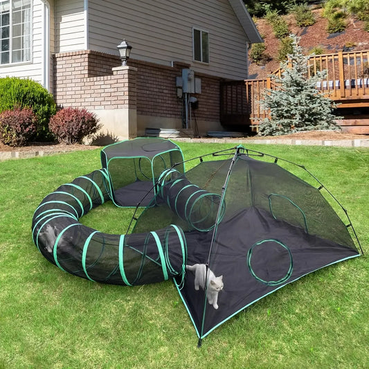 6-in-1 Outdoor Cat Play Tents and Tunnels Portable Enclosures