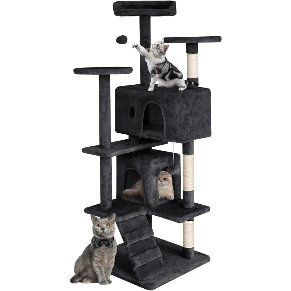 53 Inches Cat Tower for Indoor Cats with Funny Toys