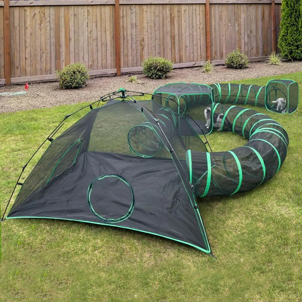 6-in-1 Outdoor Cat Play Tents and Tunnels Portable Enclosures