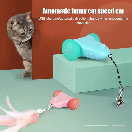 Running Mouse Cat Toys Interactive Colorful Light Teaser
