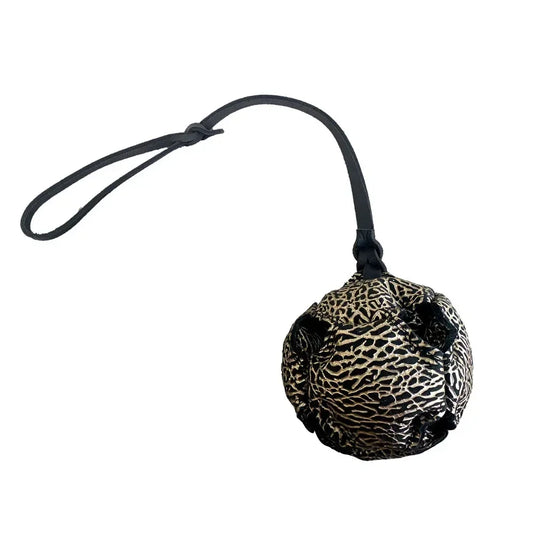 Leather Dog Training Ball Toy with Handle for Fetch Play