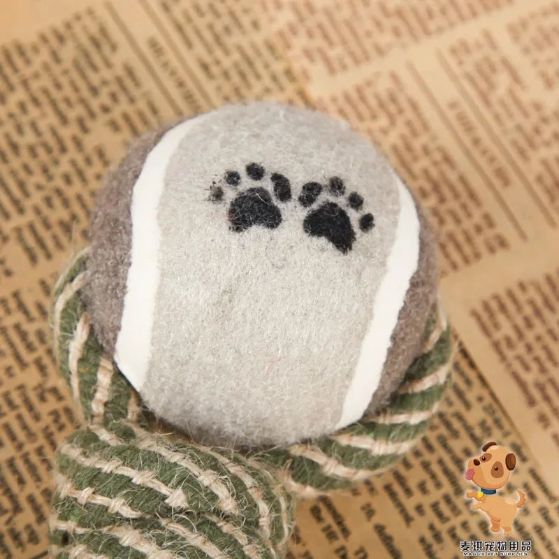Pets Chew Toy Cotton Rope Tennis Dumbbell Rubbertoy Ball