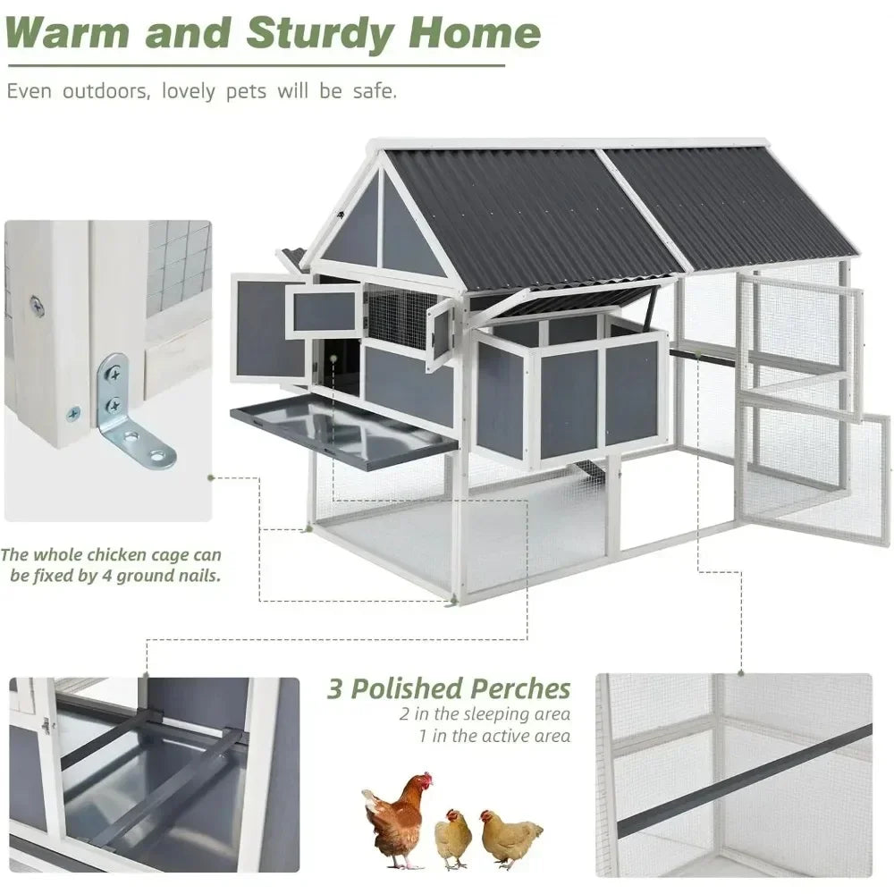 84” Large Chicken Coop for 8-10 Chickens Outdoor Hen House