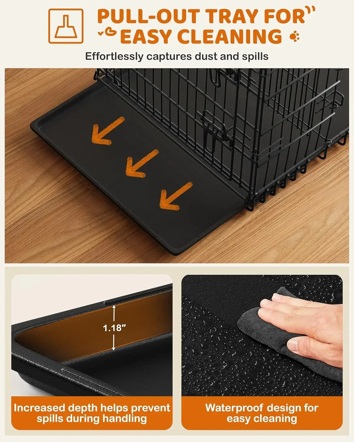 42 Inch Dog Crate Double Door Dog Crate w/Divider XL Collapsible Wire