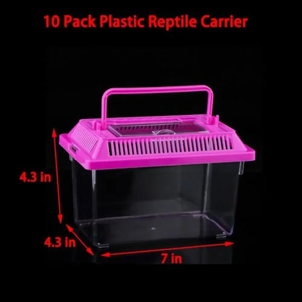 10pc Plastic Reptile Carrier Box with Lid 7L x 4.3W x 4.3H