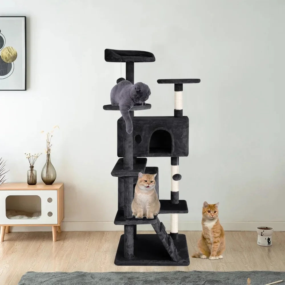 53 Inches Cat Tower for Indoor Cats with Funny Toys