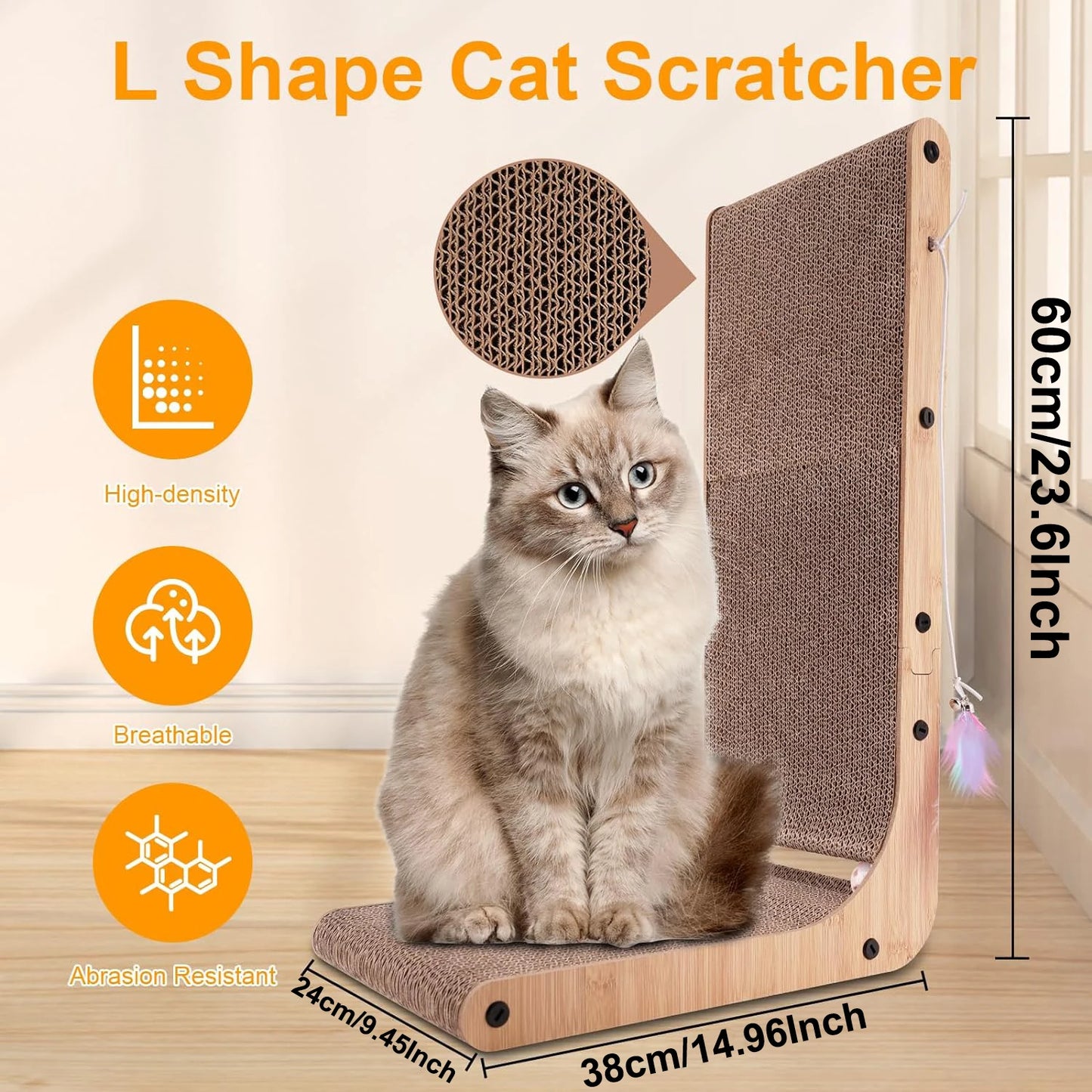 L Shape Cat Scratcher 23.6 Inch Cat Scratchers Indoor