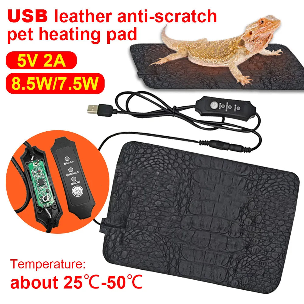 Pet Heating Pad Reptile Warm Heater USB Electric Blanket