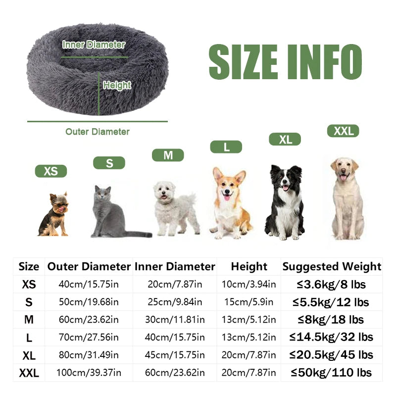 50-100cm Calming Donut Bed For Dog and Cat Super Soft Plush