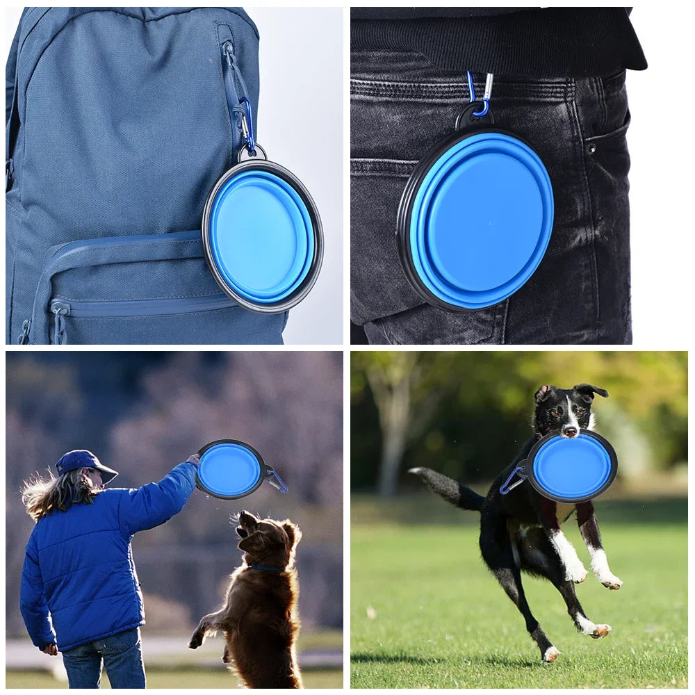Collapsible Pet Silicone Dog Food Water Bowl Outdoor Travel