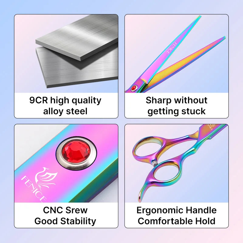 Fenice Classical Model Homeuse 9cr Steel Dog Grooming Scissors Set