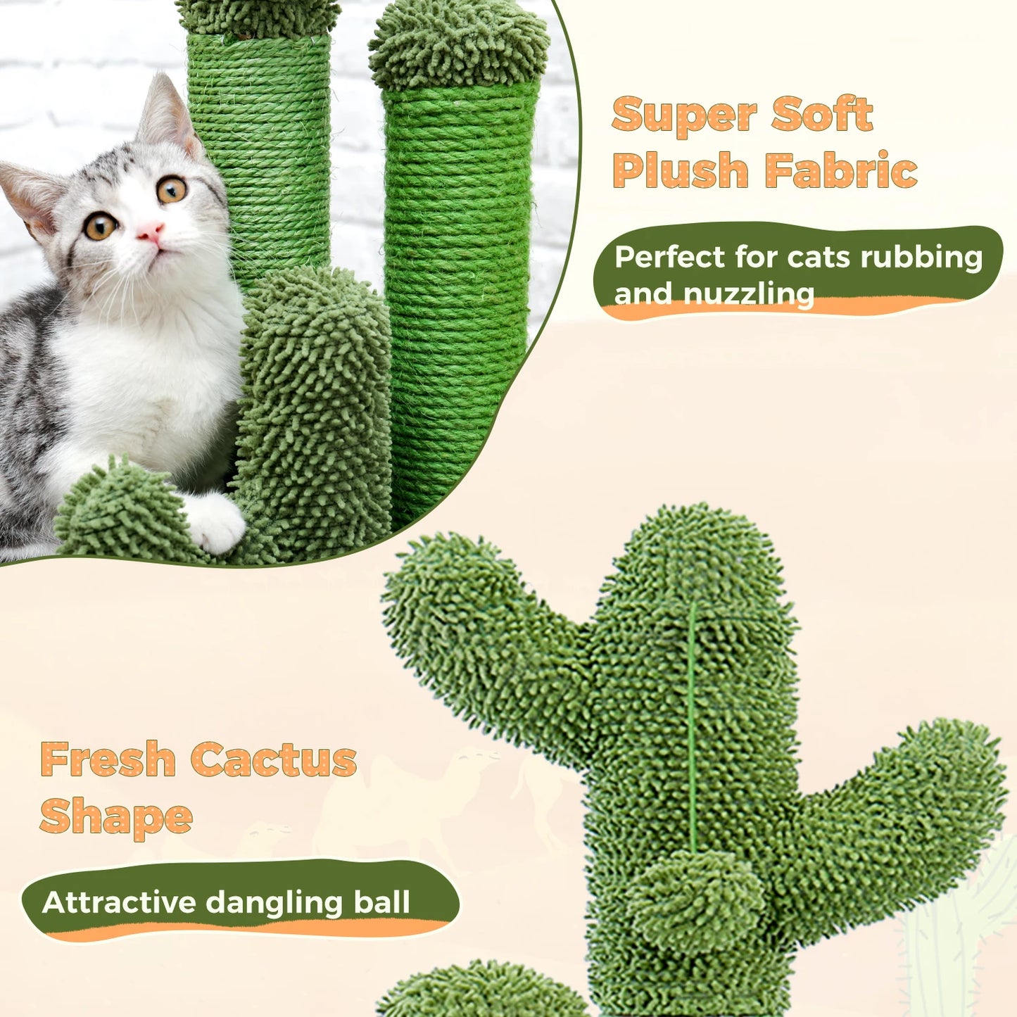 Cactus Cat Scratcher Cat Scratching Post with 3 Poles