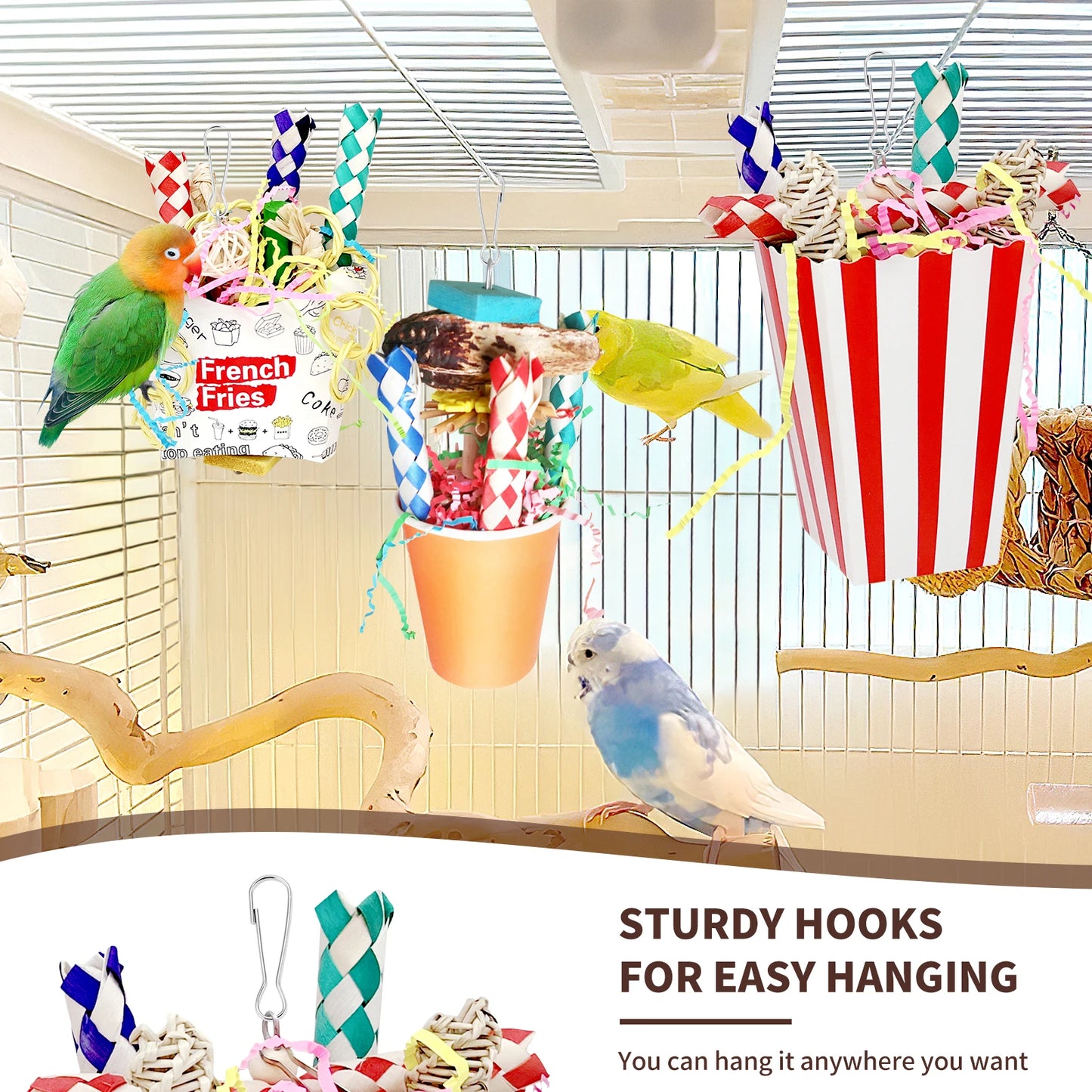 Bird Toys, 3PCS Bird Shredding Toys for Parrot Cage