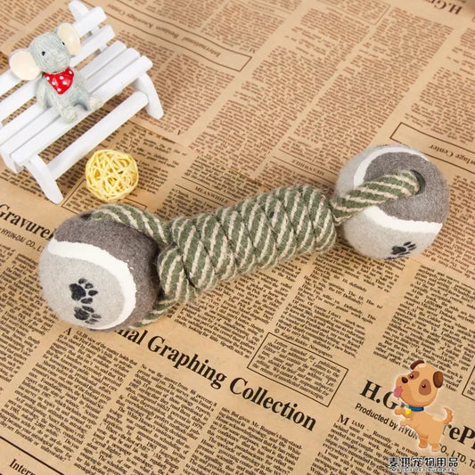 Pets Chew Toy Cotton Rope Tennis Dumbbell Rubbertoy Ball