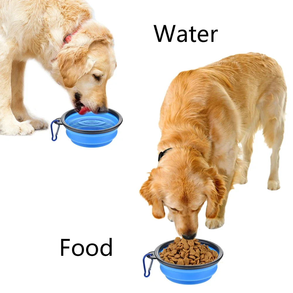 Collapsible Pet Silicone Dog Food Water Bowl Outdoor Travel