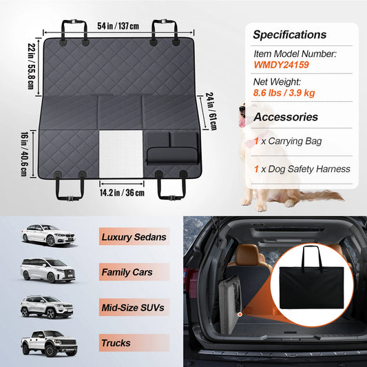 VEVOR Back Seat Extender for Dogs Waterproof Car Cover