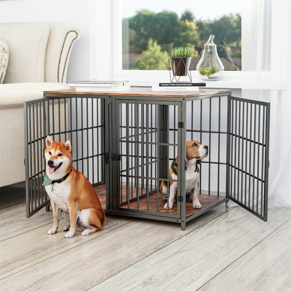 1Pcs Ultra Thicken Dog Crate Cage with 4 Doors and Divider