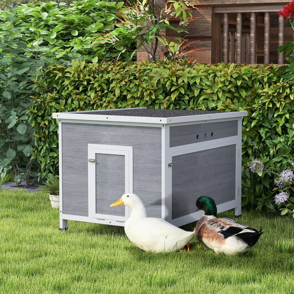 Duck Coop, Wooden Rabbit Hutch with Openable Roof