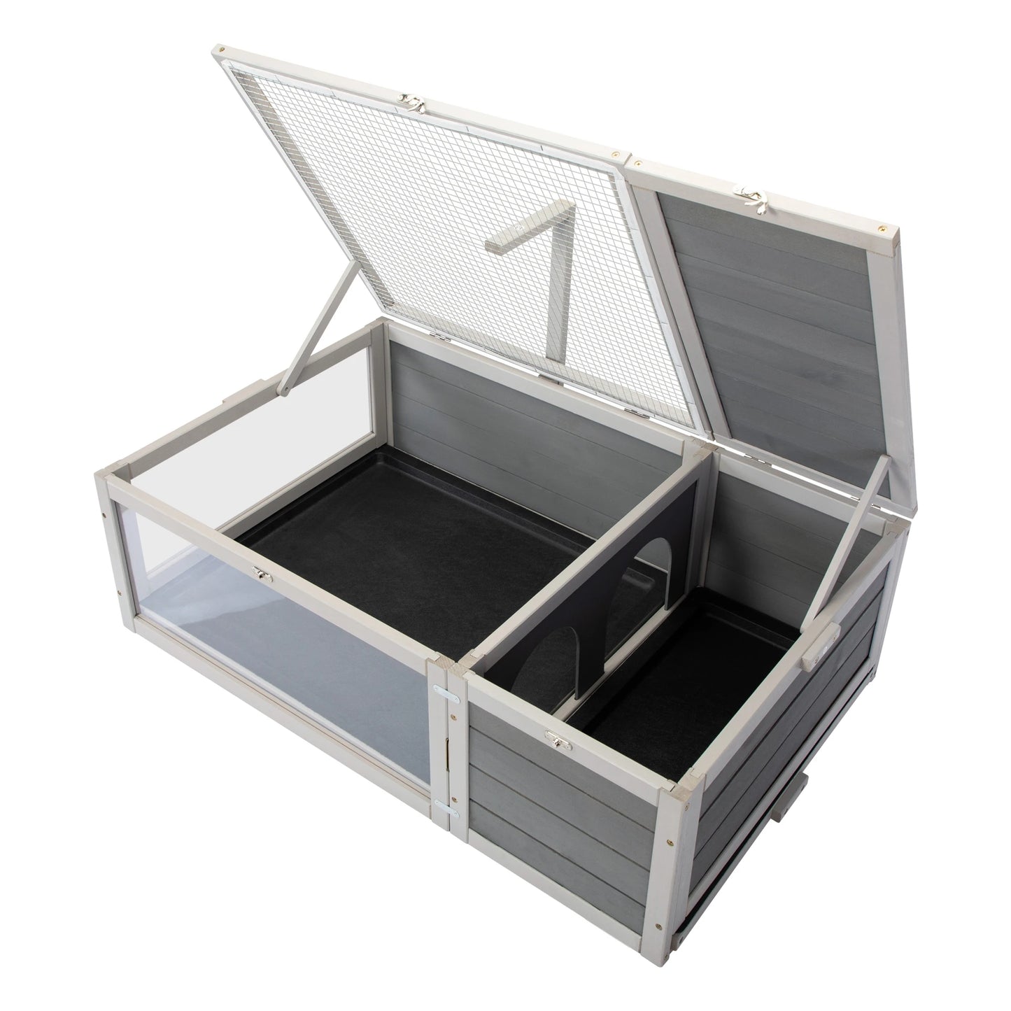 Tortoise House Wooden Turtle Habitat with Removable Top Gray