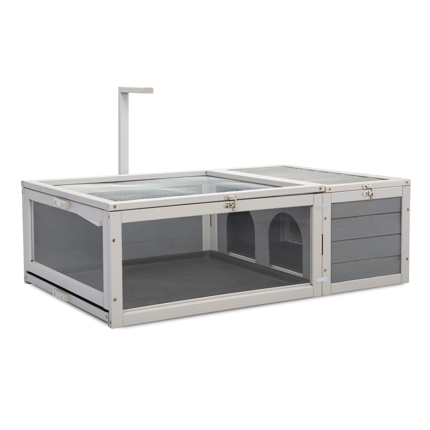 Tortoise House Wooden Turtle Habitat with Removable Top Gray