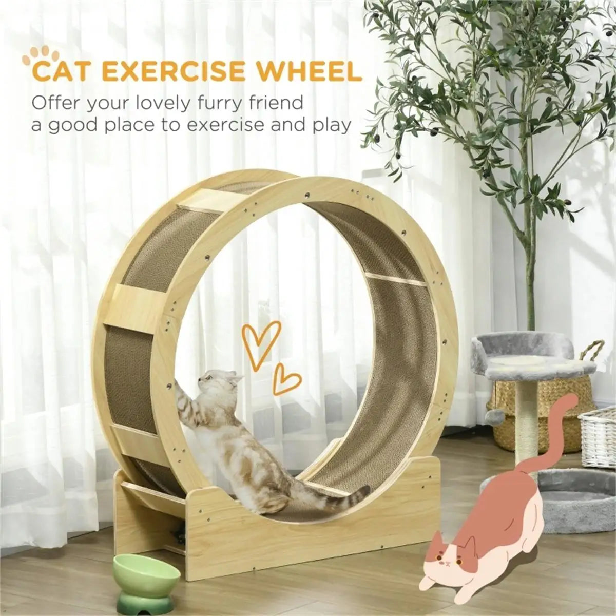 Cat Running Wheel & Scratching Board - Fun Exercise Toy for Cats