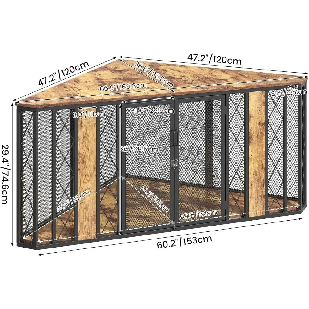 Corner Furniture Dog Crate 66 Inch Large Dog Kennel