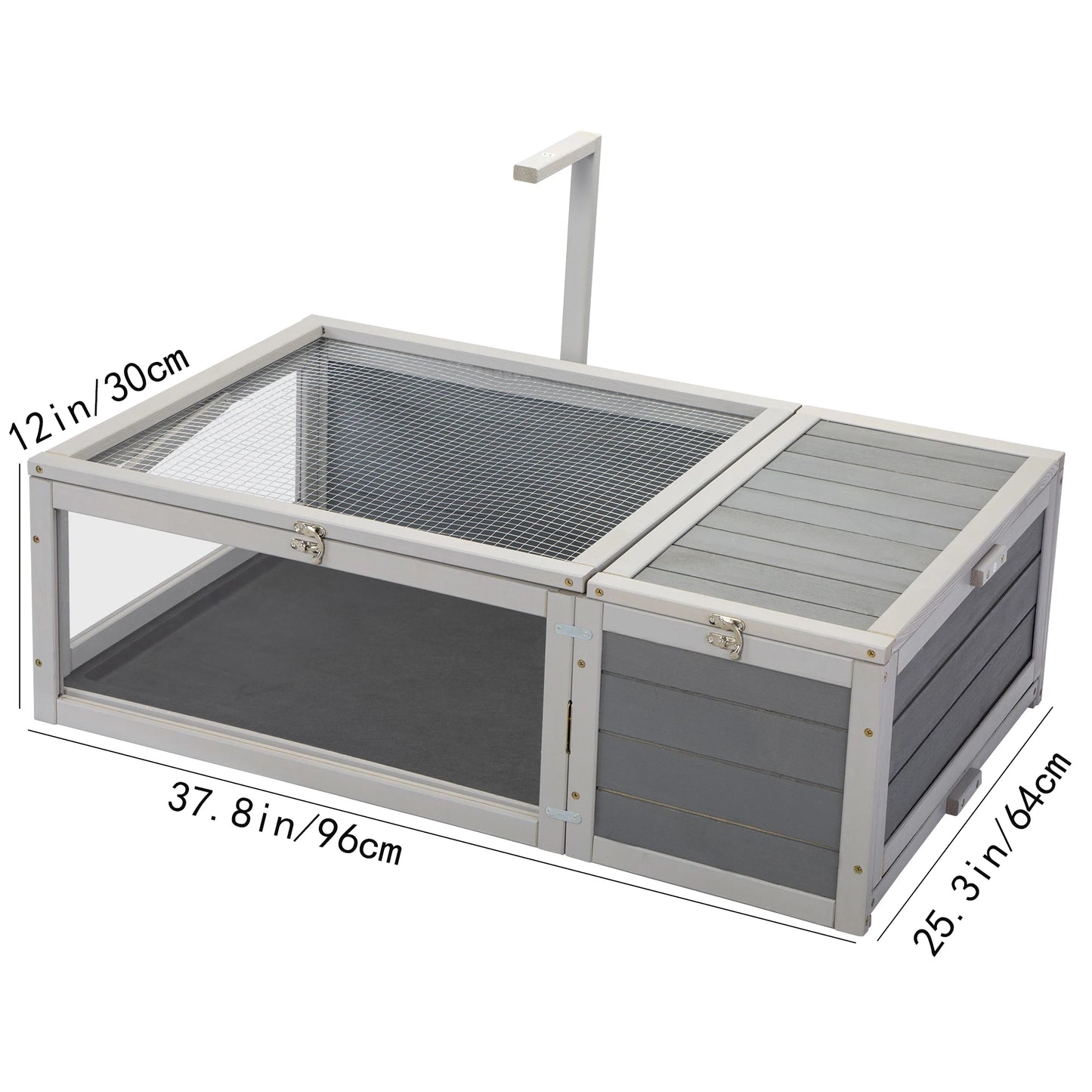 Tortoise House Wooden Turtle Habitat with Removable Top Gray