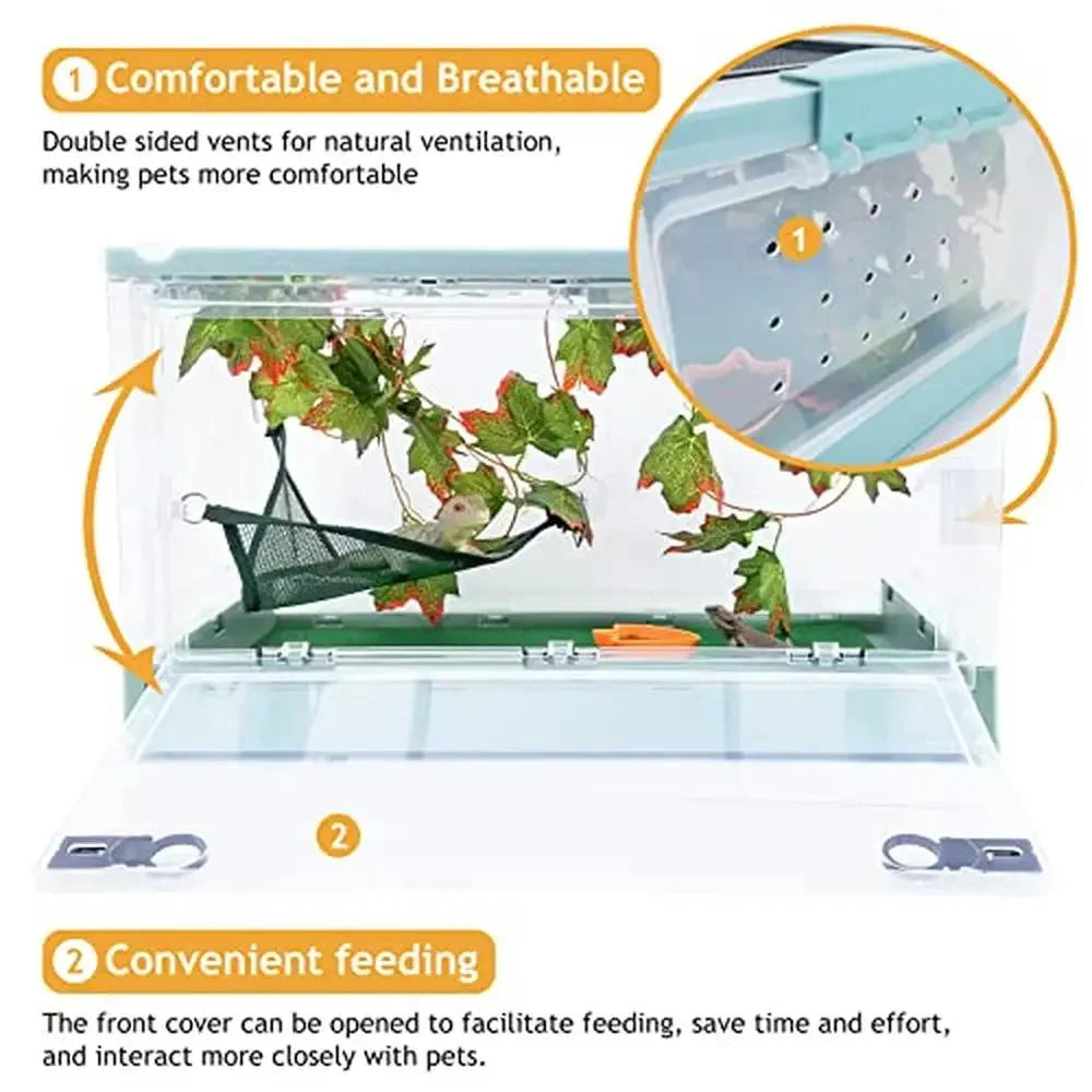 Foldable Terrarium Kit Reptiles with Wheels Easy to Move