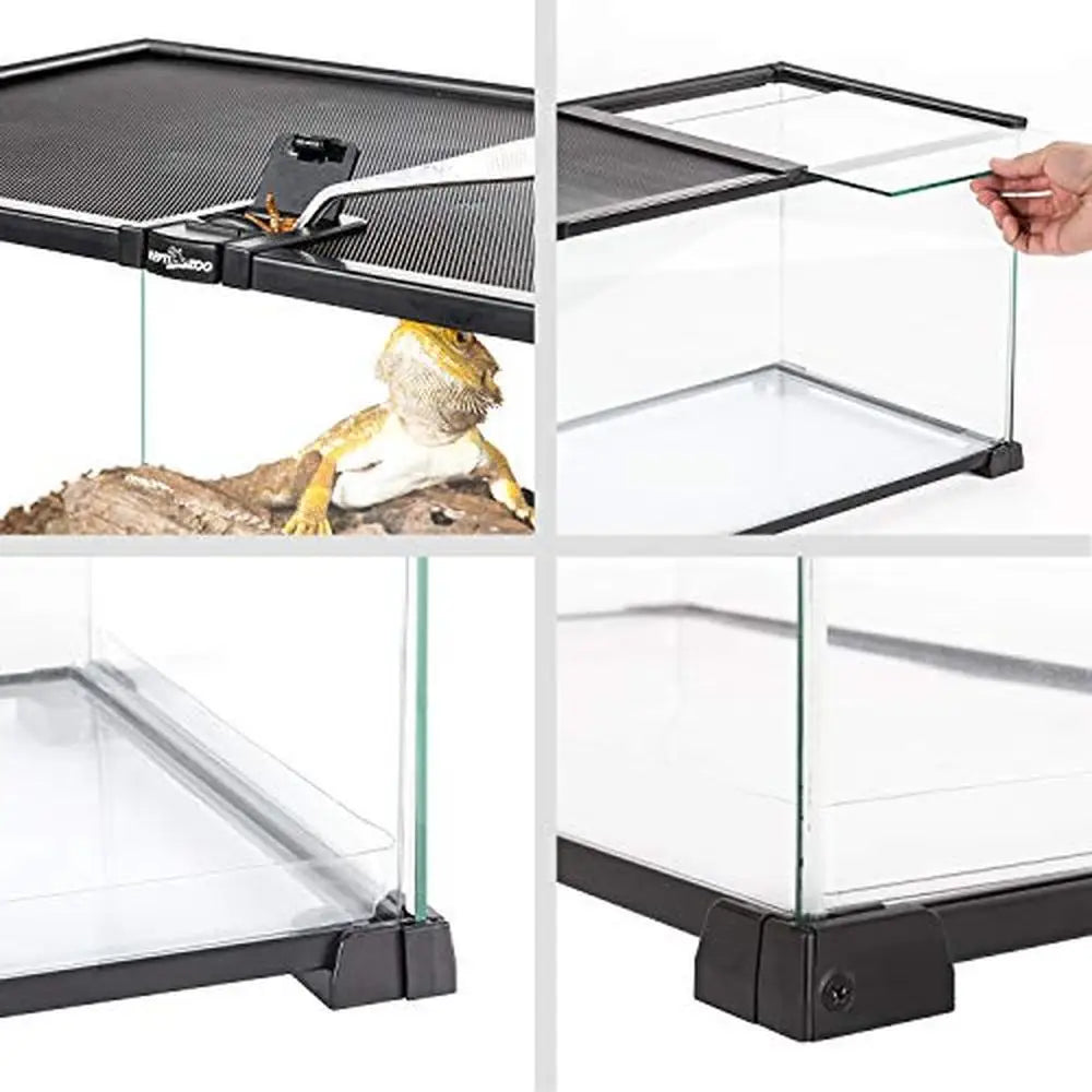 20 Gallon Dual Top Sliding Reptile Glass Terrarium Easy Clean Tank