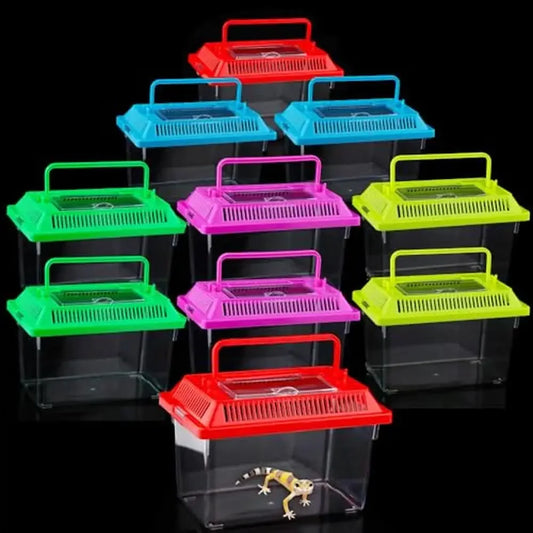 10pc Plastic Reptile Carrier Box with Lid 7L x 4.3W x 4.3H