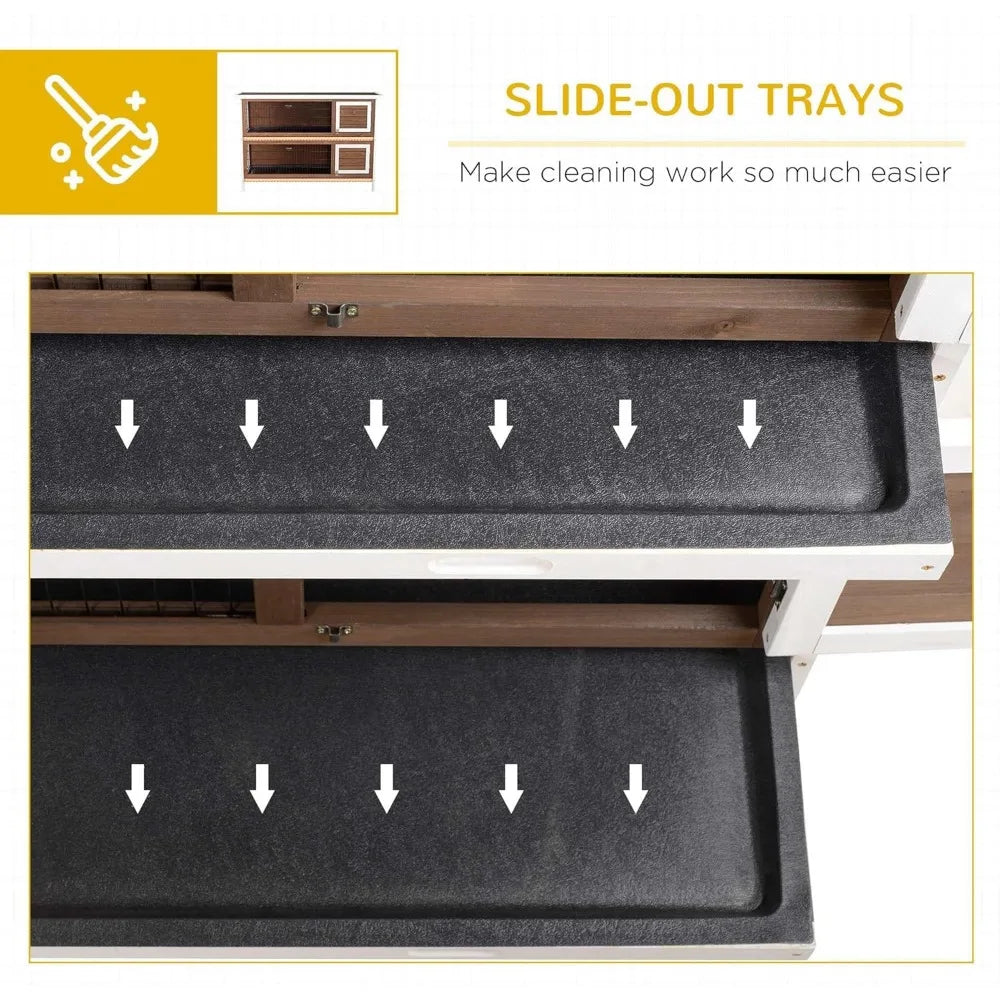 54 Inch 2 Story Large Rabbit Hutch Bunny Cage Wooden Pet House